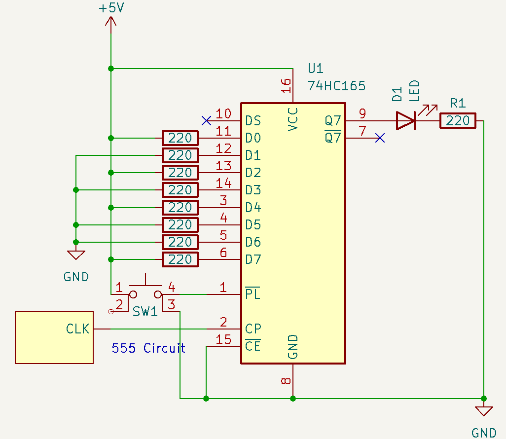 Parallel Shift register schematic and visual