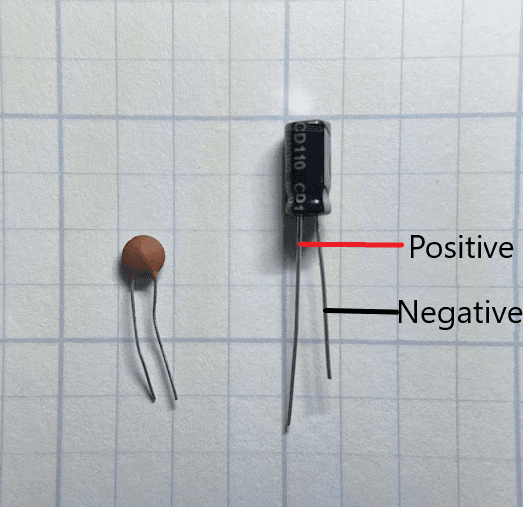 What a capacitor looks like and how to identify its polarity
